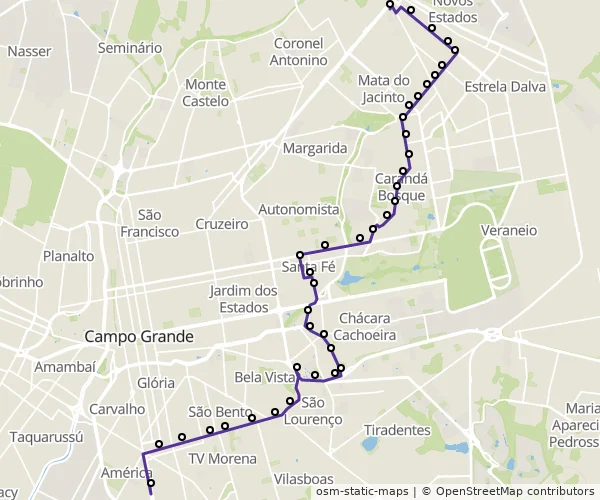 Mapa do itinerário da linha