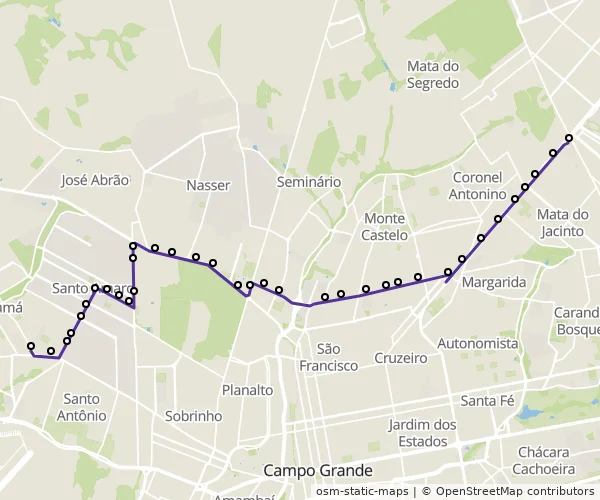 Mapa do itinerário da linha