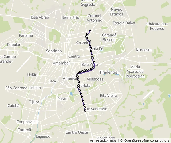 Mapa do itinerário da linha