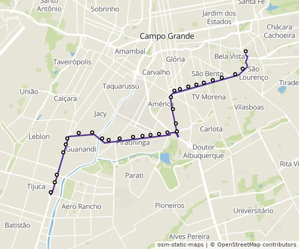 Mapa do itinerário da linha