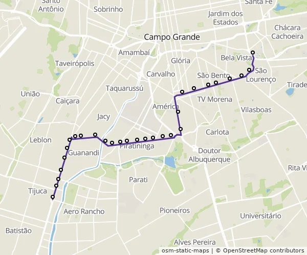 Mapa do itinerário da linha
