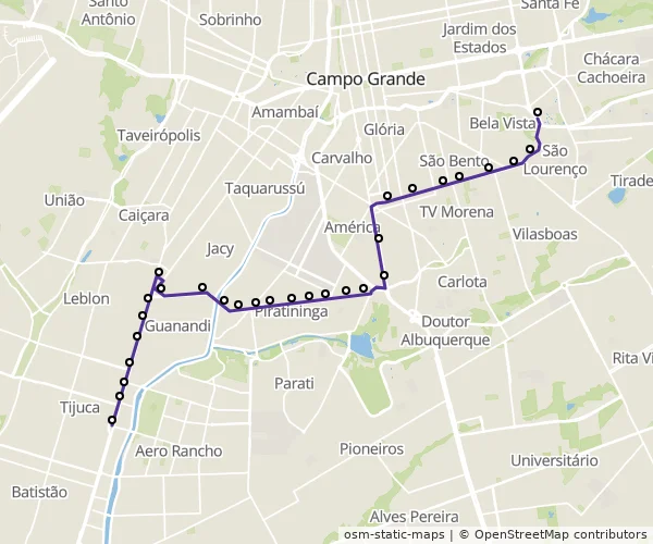 Mapa do itinerário da linha
