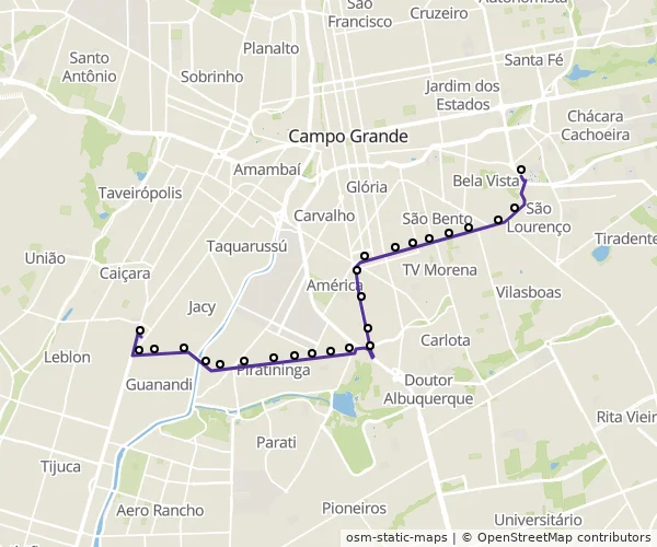 Mapa do itinerário da linha