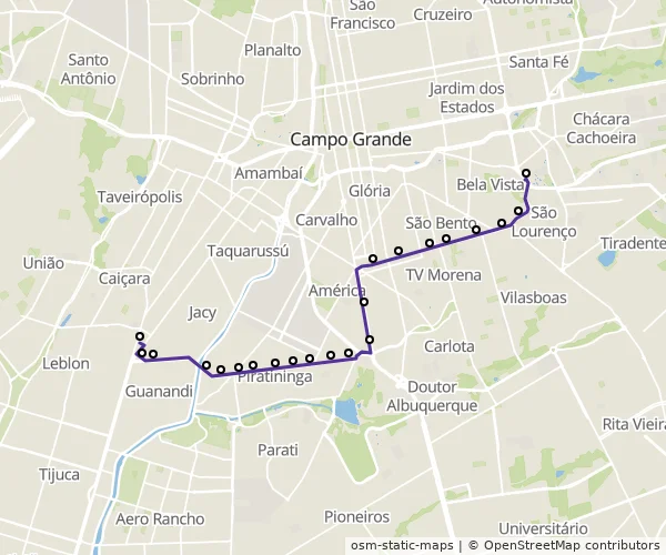Mapa do itinerário da linha