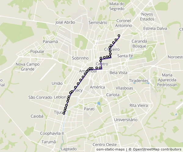 Mapa do itinerário da linha