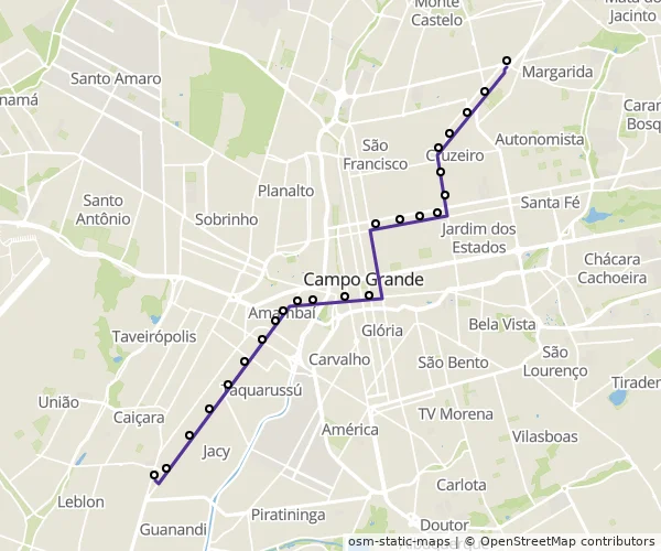Mapa do itinerário da linha