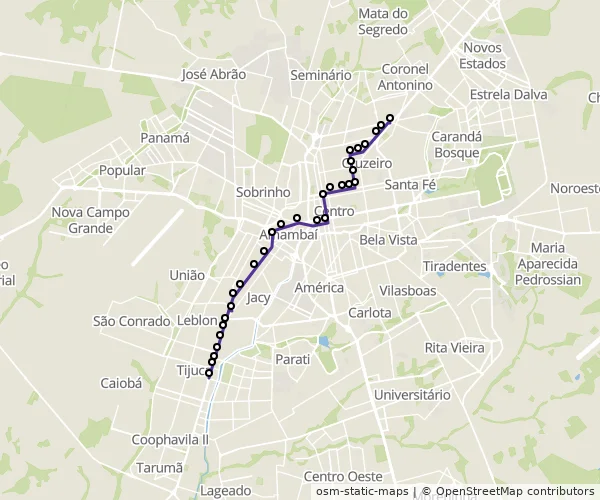 Mapa do itinerário da linha