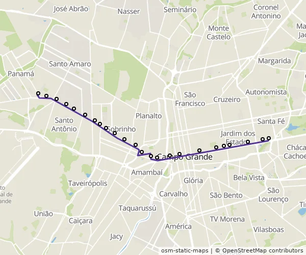 Mapa do itinerário da linha
