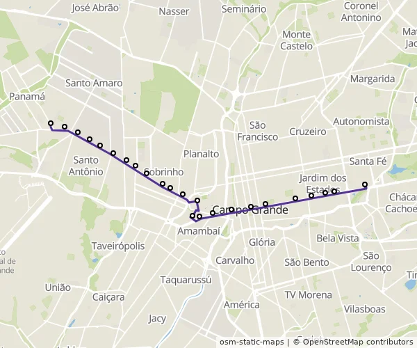 Mapa do itinerário da linha