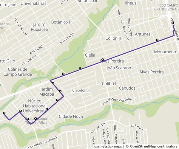 Mapa do itinerário da linha