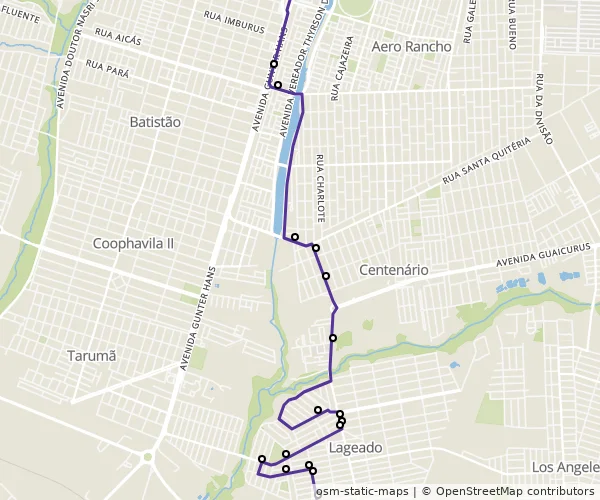 Mapa do itinerário da linha