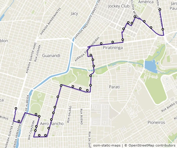Mapa do itinerário da linha