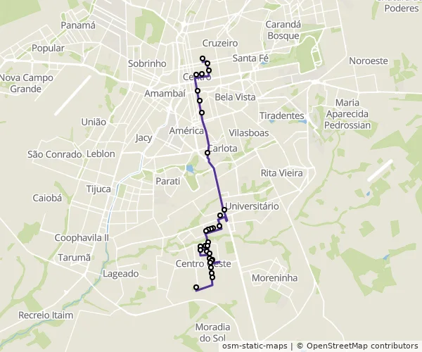 Mapa do itinerário da linha