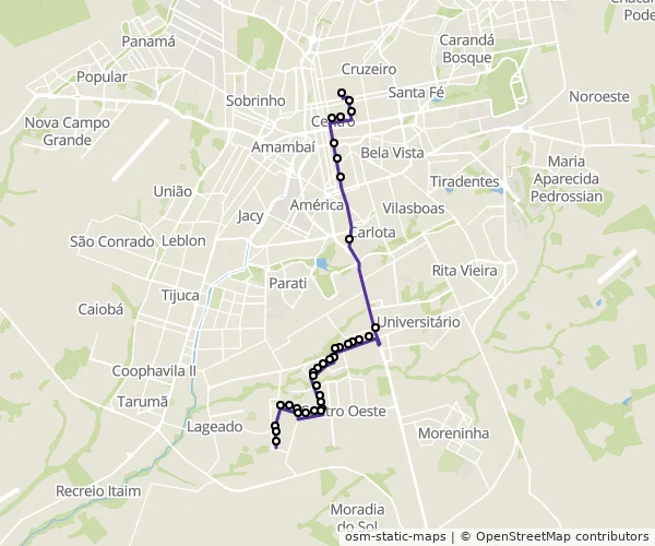 Mapa do itinerário da linha