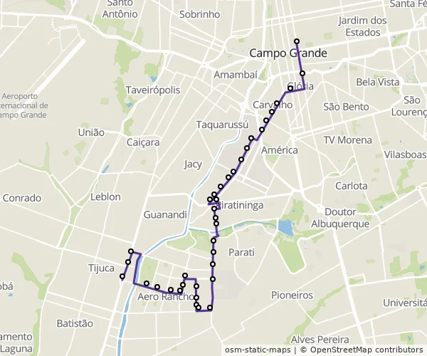 Mapa do itinerário da linha