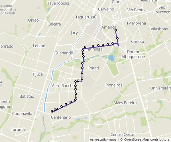 Mapa do itinerário da linha