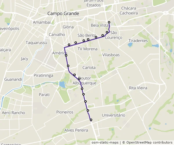 Mapa do itinerário da linha