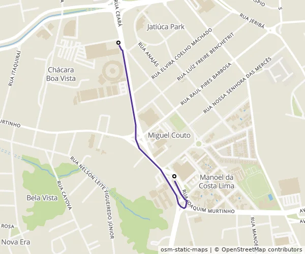 Mapa do itinerário da linha