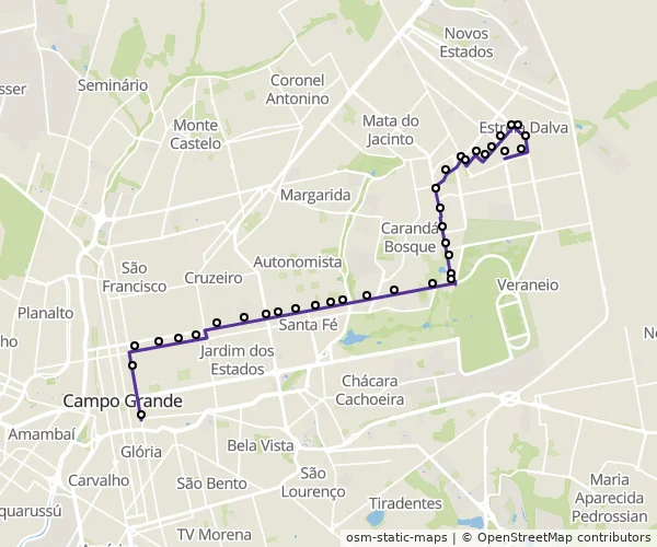 Mapa do itinerário da linha