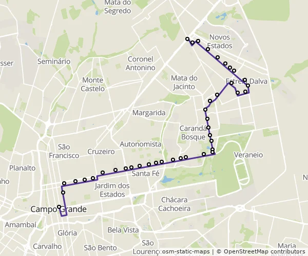 Mapa do itinerário da linha