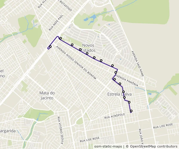Mapa do itinerário da linha