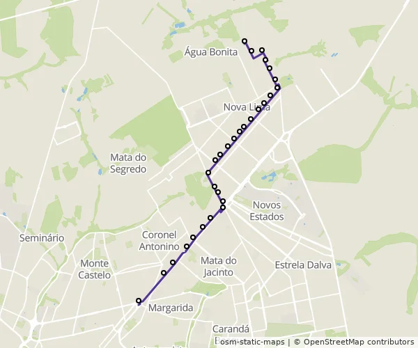 Mapa do itinerário da linha