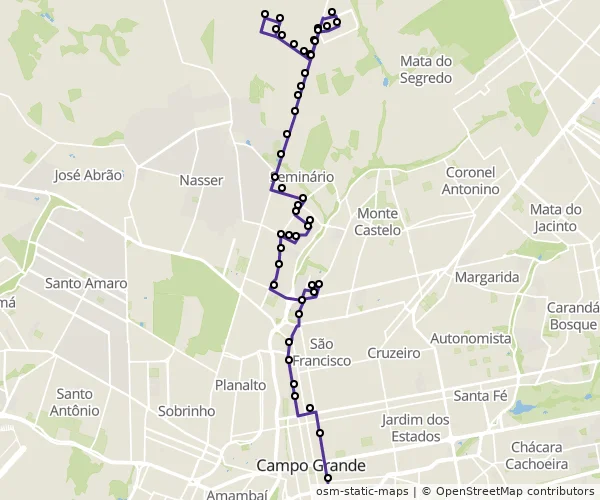 Mapa do itinerário da linha