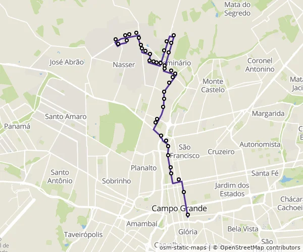Mapa do itinerário da linha