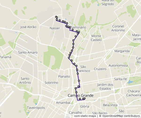 Mapa do itinerário da linha