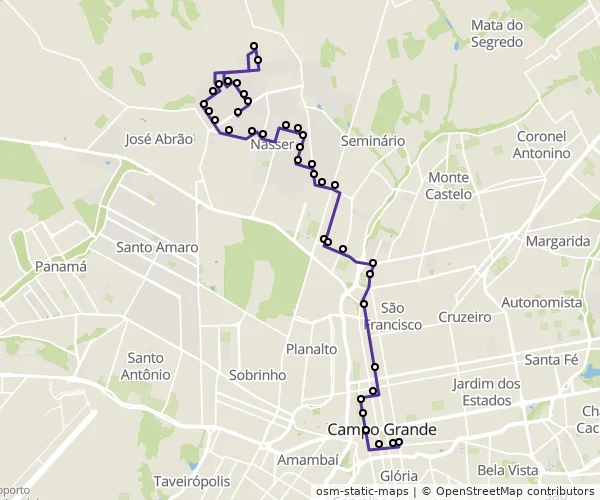 Mapa do itinerário da linha