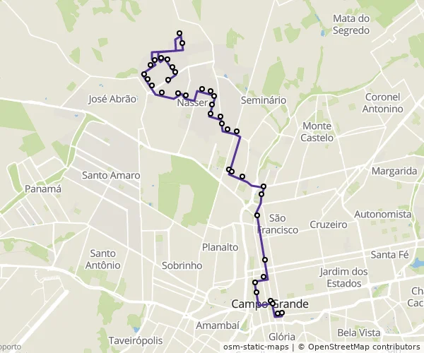 Mapa do itinerário da linha