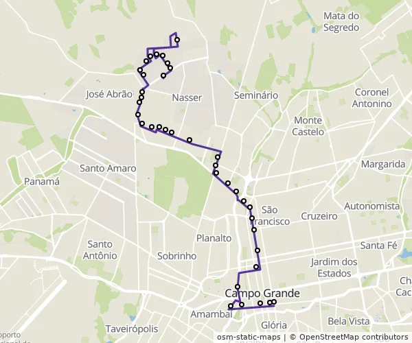Mapa do itinerário da linha