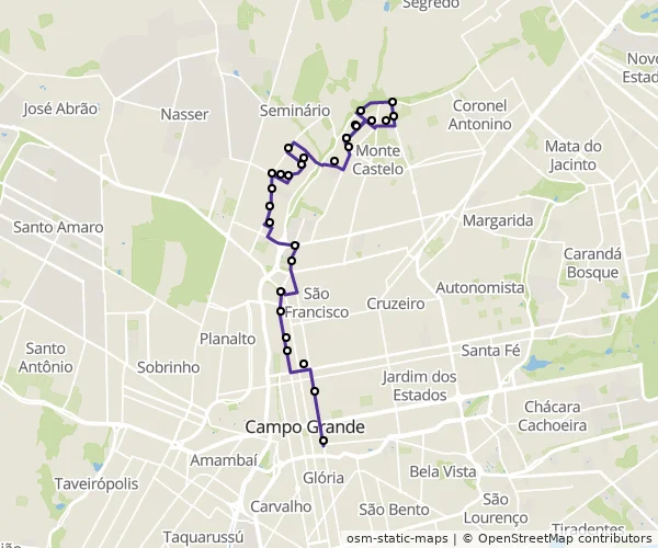 Mapa do itinerário da linha