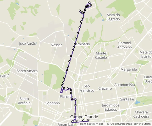 Mapa do itinerário da linha