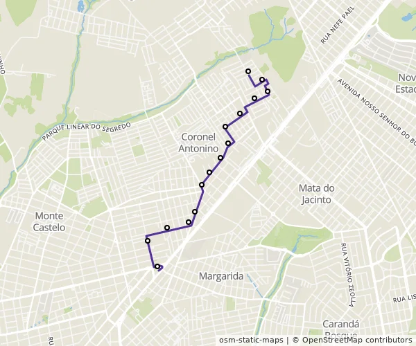 Mapa do itinerário da linha