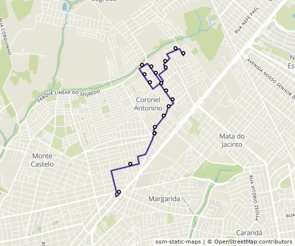 Mapa do itinerário da linha