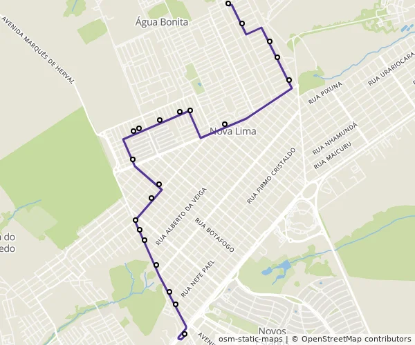 Mapa do itinerário da linha
