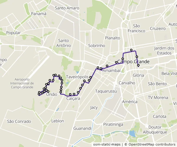 Mapa do itinerário da linha