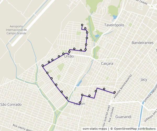 Mapa do itinerário da linha