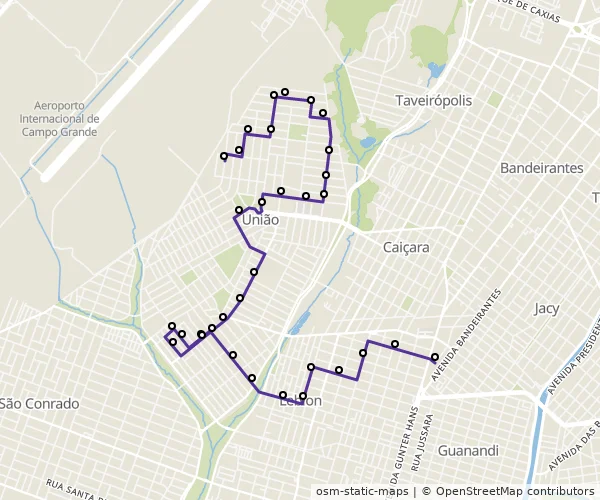 Mapa do itinerário da linha