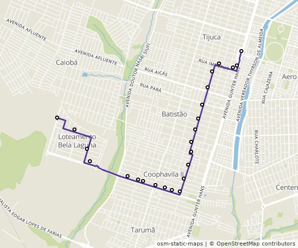 Mapa do itinerário da linha