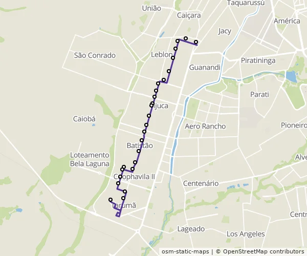 Mapa do itinerário da linha