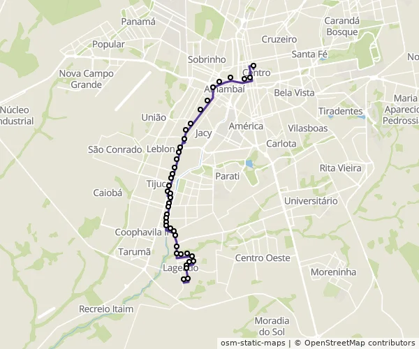 Mapa do itinerário da linha
