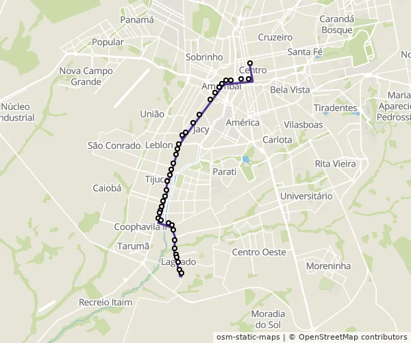 Mapa do itinerário da linha