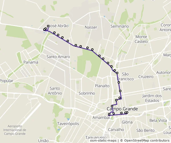Mapa do itinerário da linha