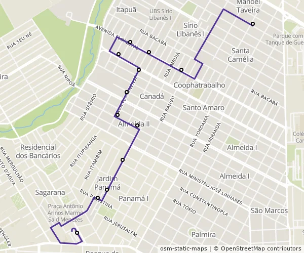 Mapa do itinerário da linha