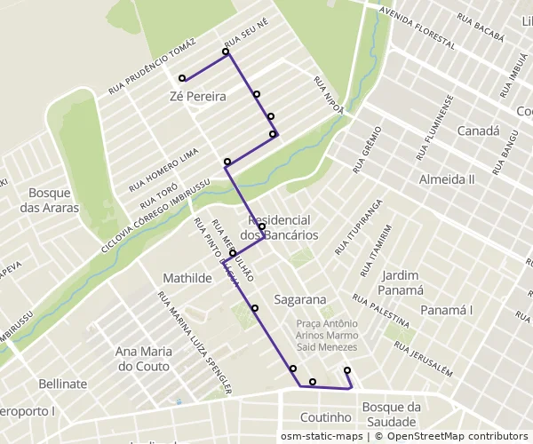 Mapa do itinerário da linha
