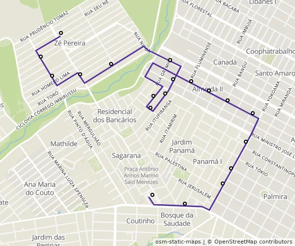 Mapa do itinerário da linha