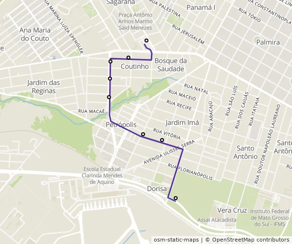 Mapa do itinerário da linha