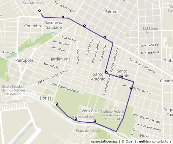Mapa do itinerário da linha